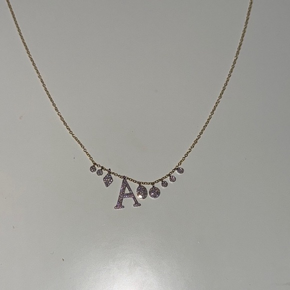 Gold Necklace with Diamond Initial Pendant - Picture 1 of 5